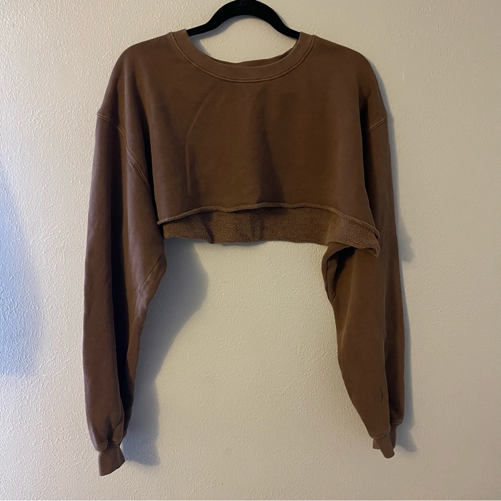 Joah Brown Brown Cropped Off-the-Shoulder Sweater - Picture 2 of 5